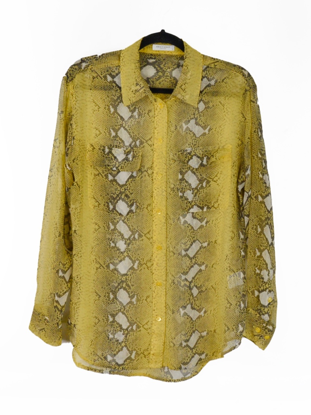 Equipment Femme Yellow Python Snake Print Chiffon Silk Top Blouse Shirt